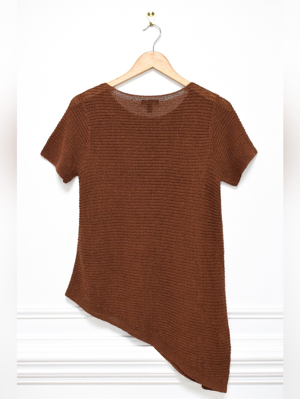 Eileen Fisher Organic Linen Cotton Tunic Asymmetrical Knit Brown Size S - Picture 7 of 10
